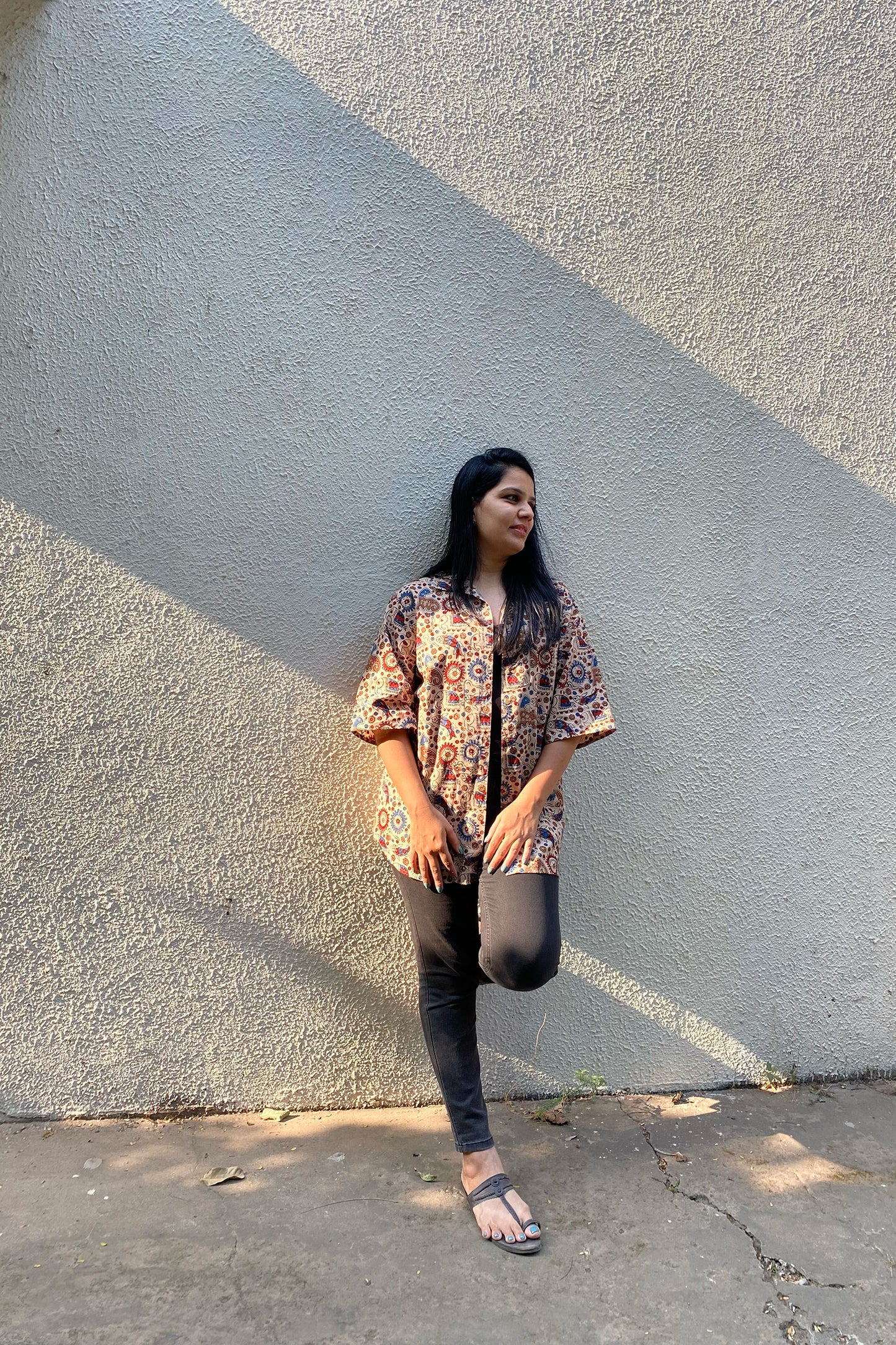 Traditional Elephant Print Collared Shirt