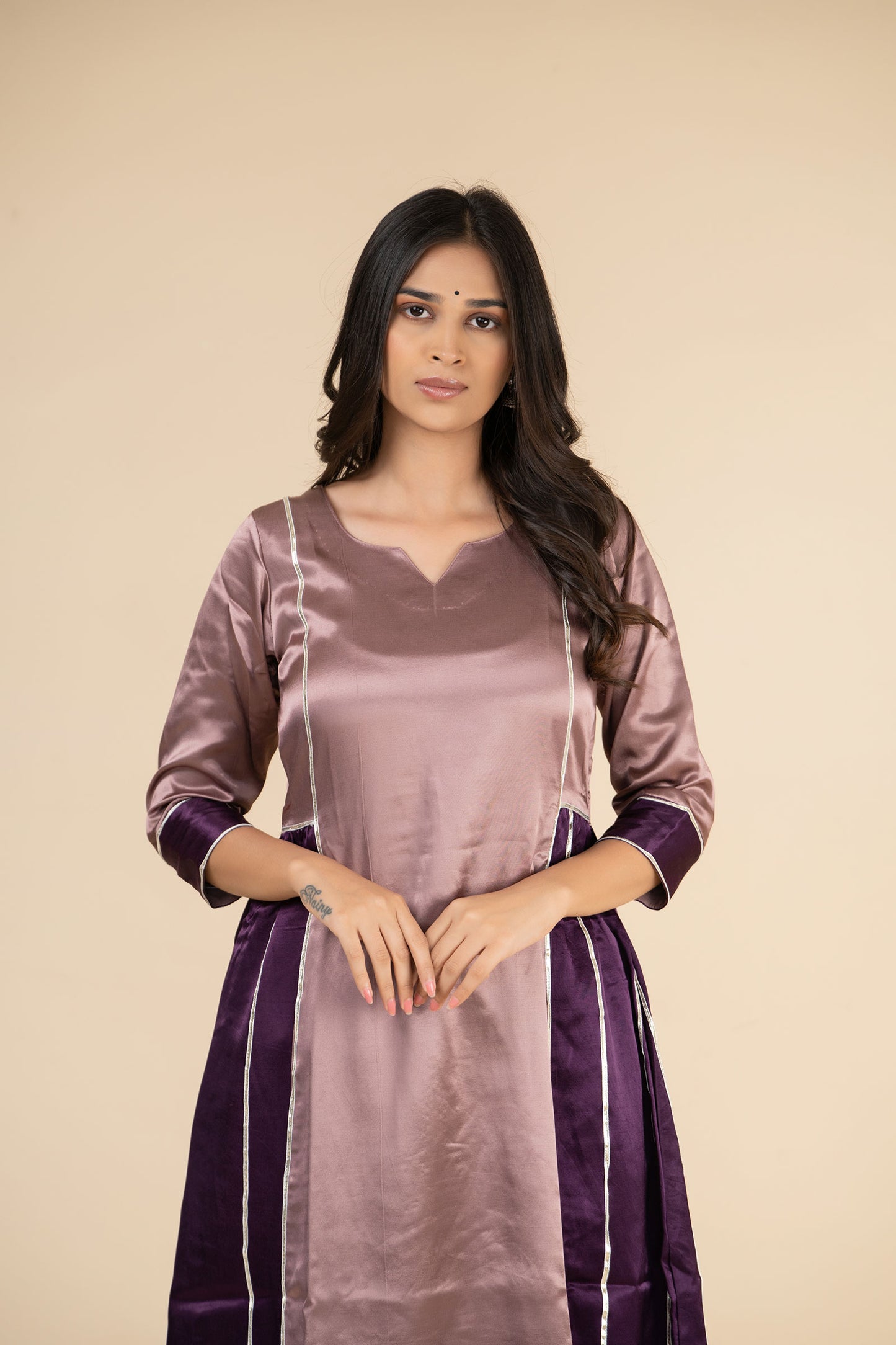 Lavender Side Gathered Kurta Set
