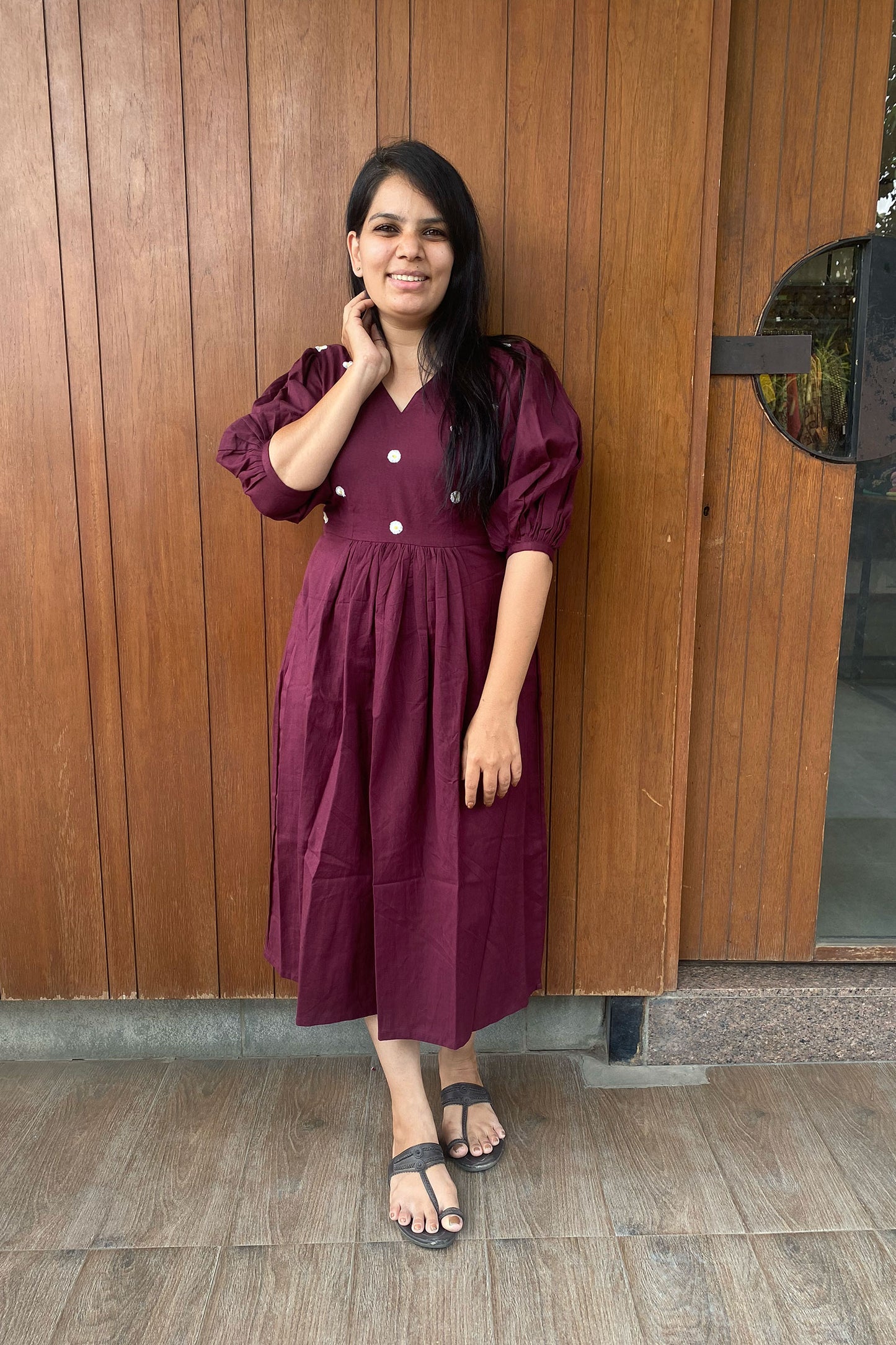 Plum Grace Embroidered Dress