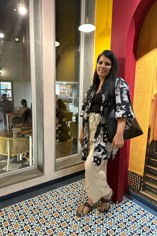 Black Jungle Print Oversized Shirt