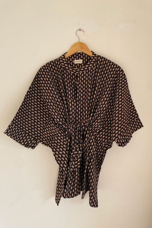 Charcoal Black Mango Printed Kaftan