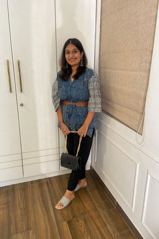 Prussian Blue Dabu Airy Shirt