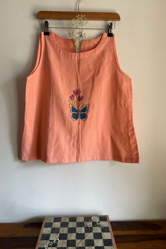 Peach Papillon Top