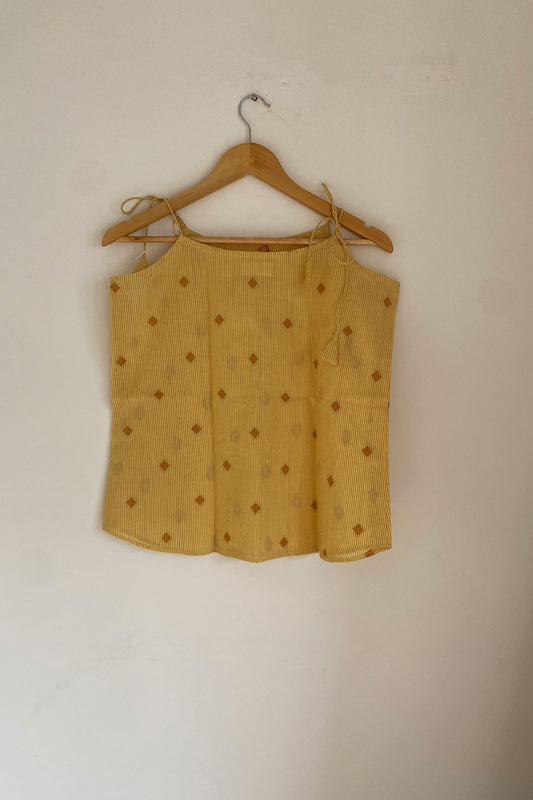 Yellow Striped Mul Cotton Top