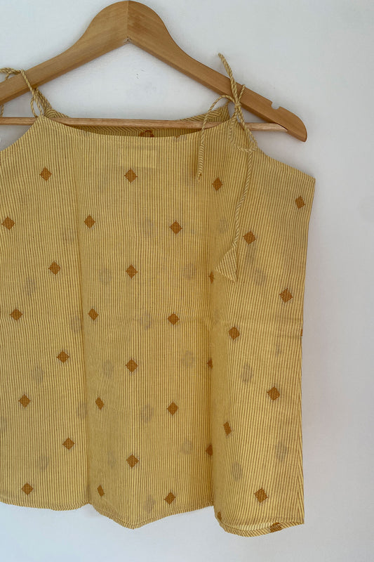 Yellow Striped Mul Cotton Top