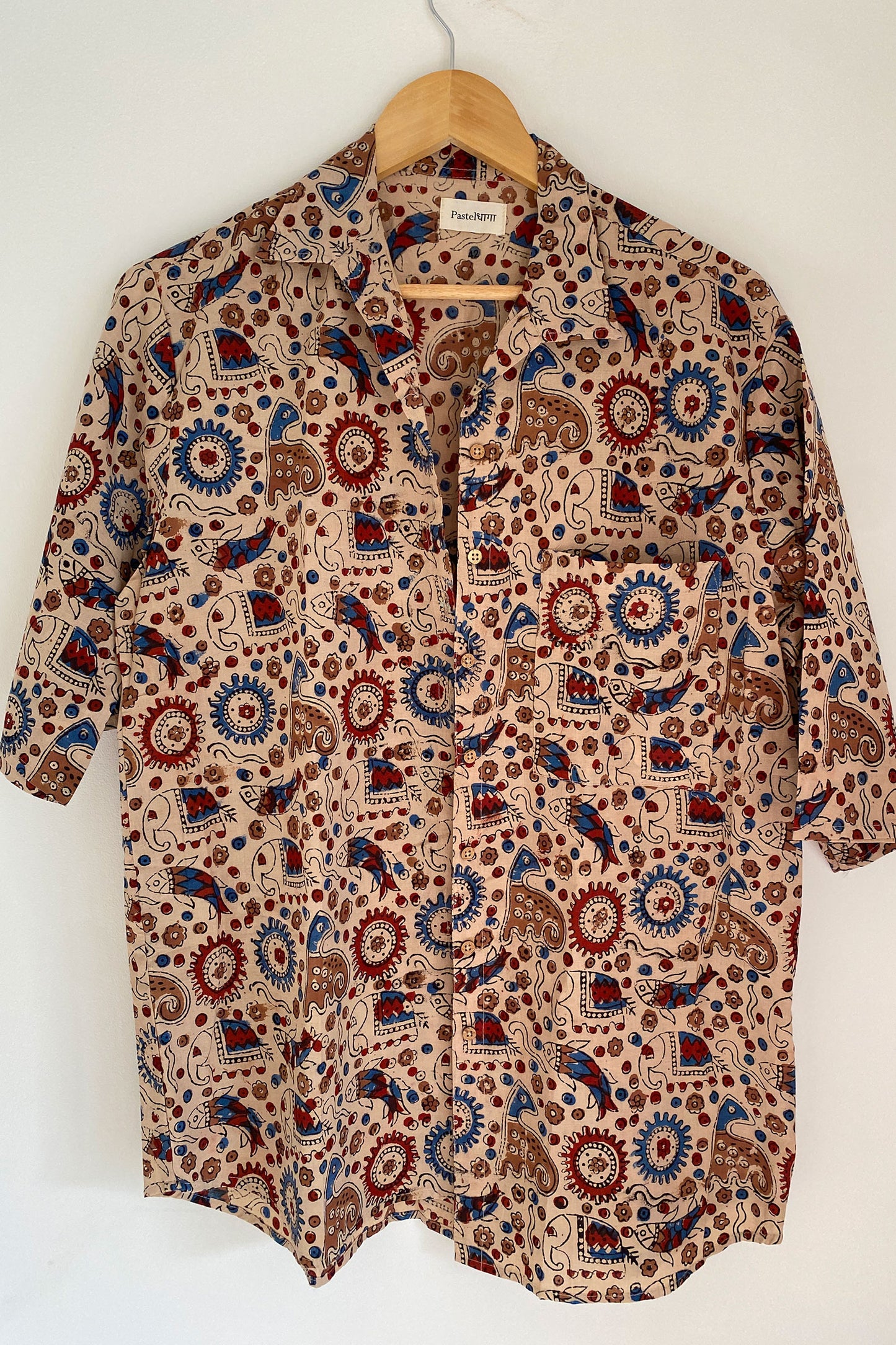 Traditional Elephant Print Collared Shirt