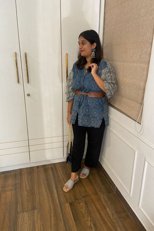 Prussian Blue Dabu Airy Shirt