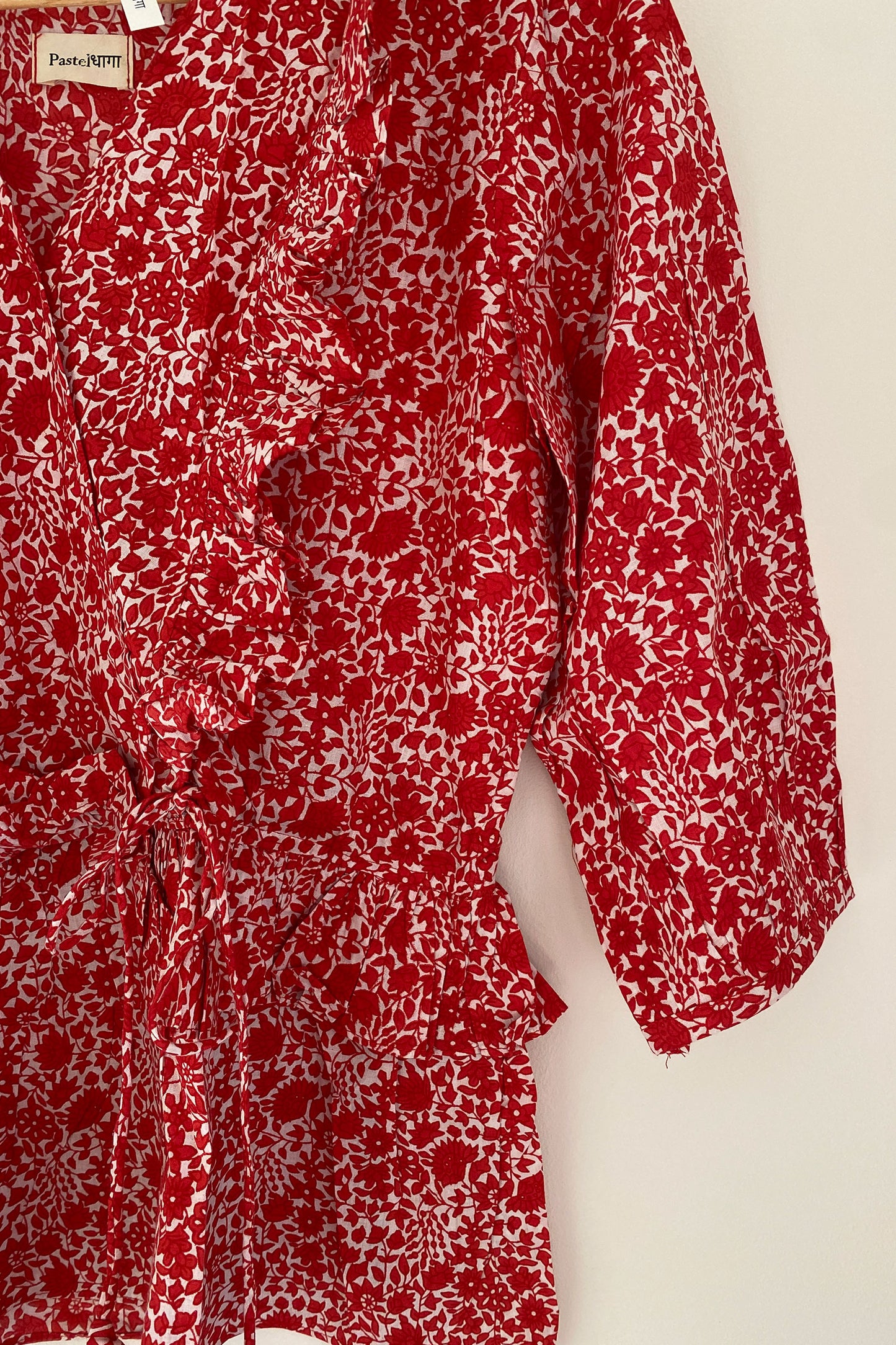 Red Floral Frilled Top