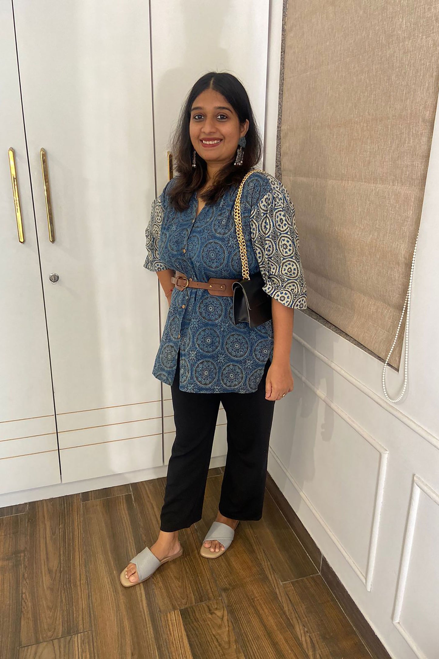 Prussian Blue Dabu Airy Shirt