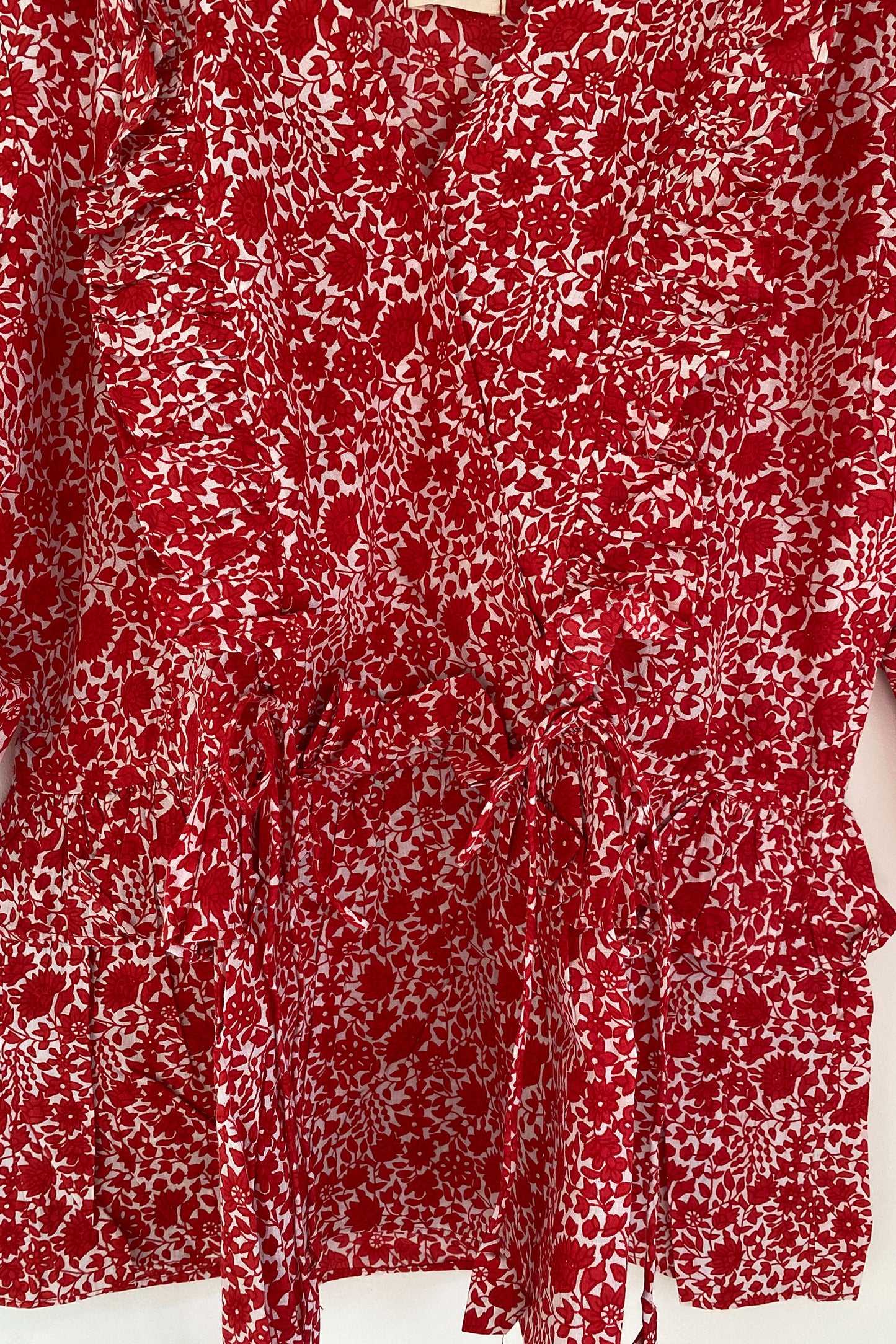Red Floral Frilled Top