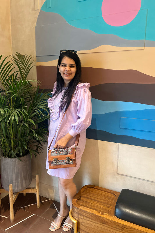 Lilac Ruffle Bloom Embroidered Dress