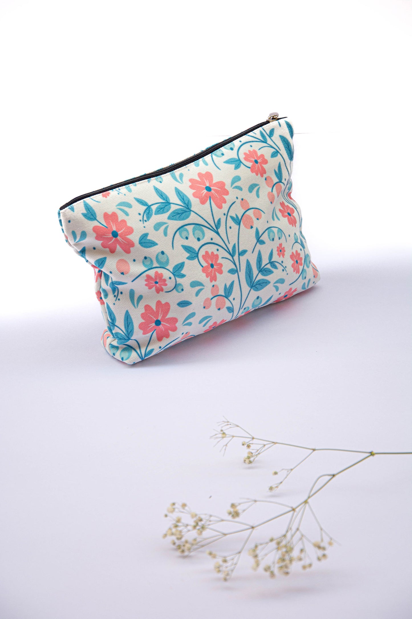 White Floral Bliss Daily Essential Small Pouch