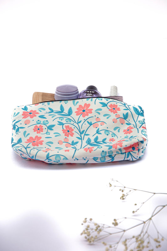 White Floral Bliss Daily Essential Small Pouch