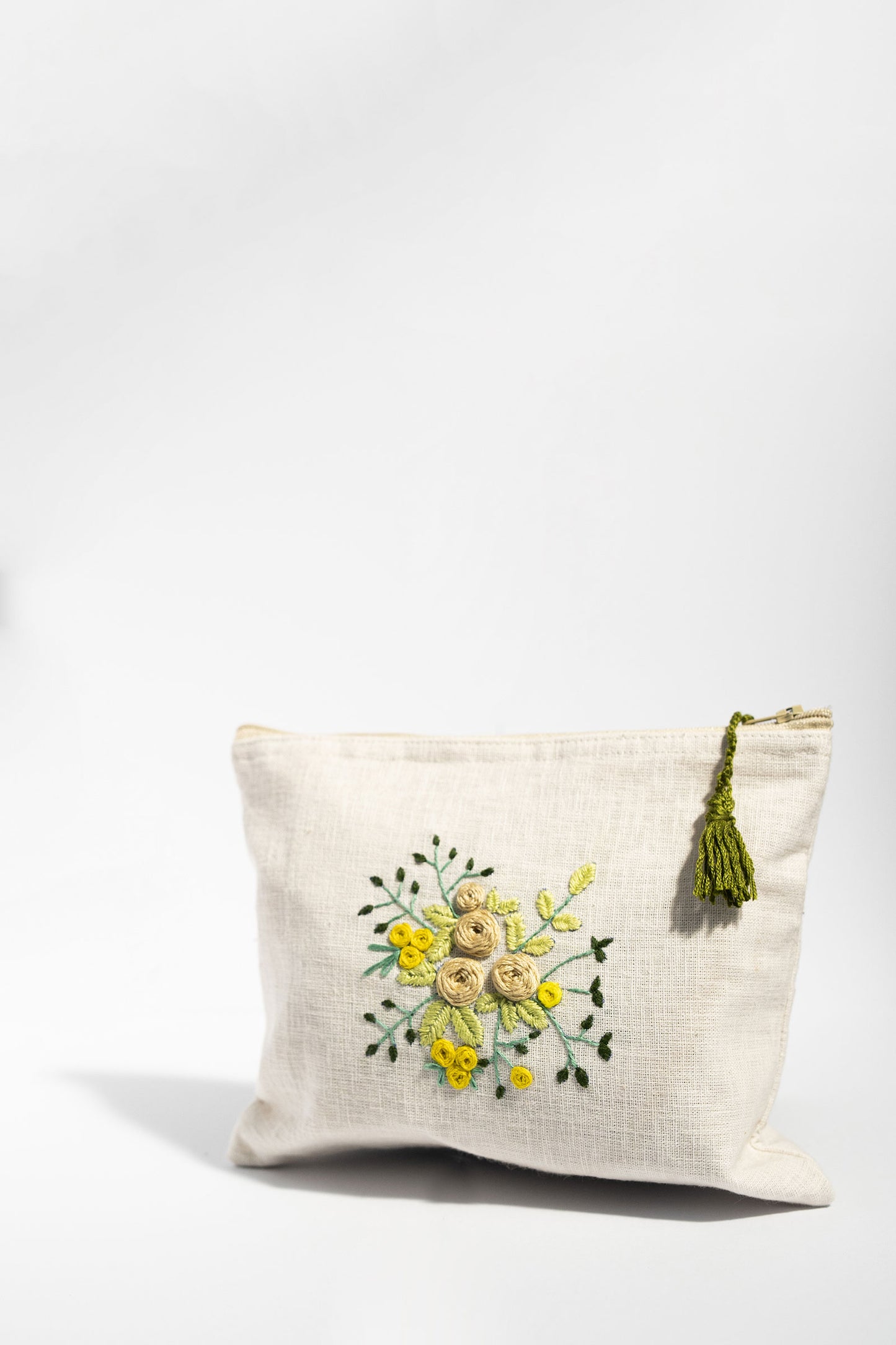 Pretty Yellow Roses Embroidery Multi Purpose Small Pouch