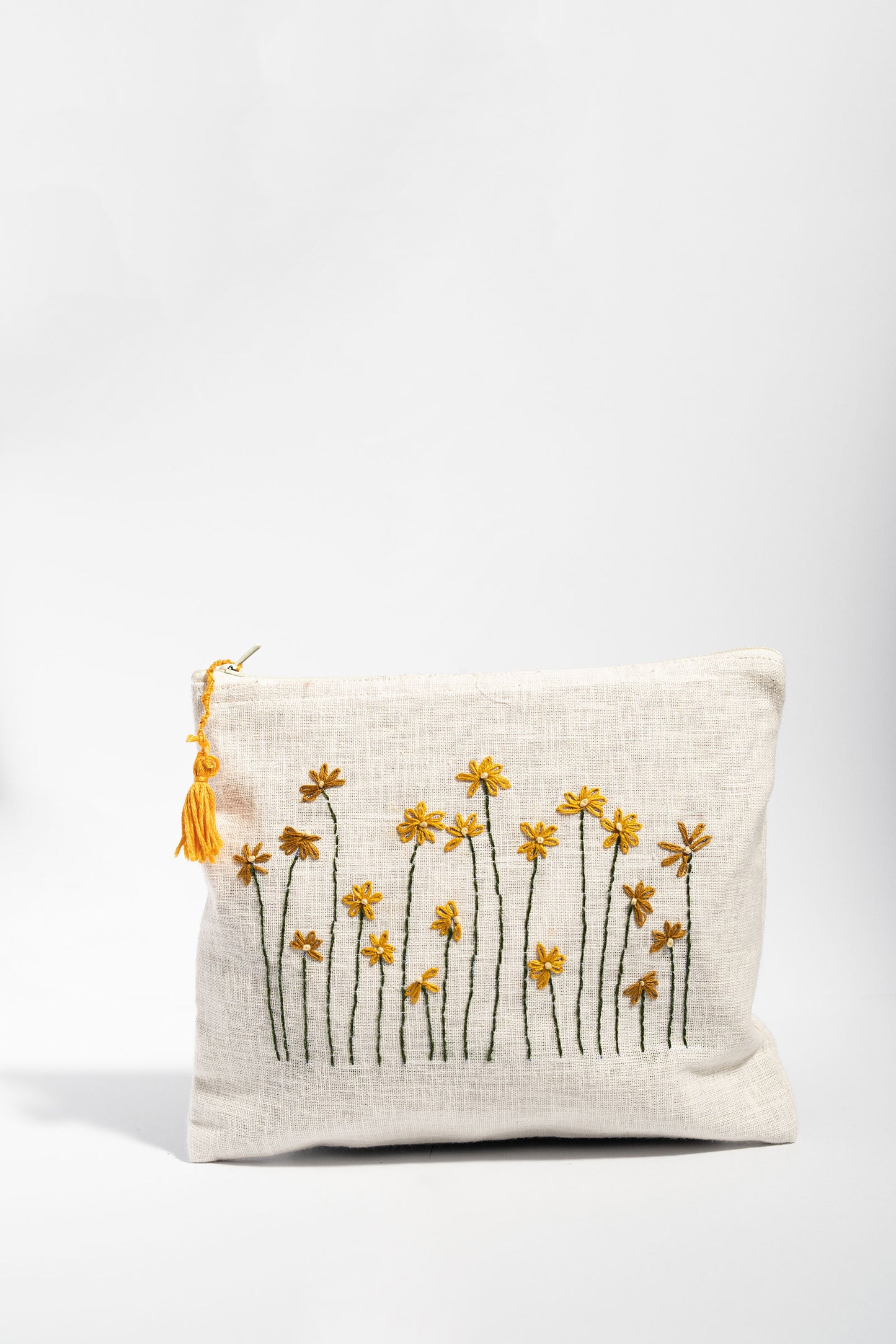 Yellow Daisies Garden Embroidery Multi Purpose Small Pouch