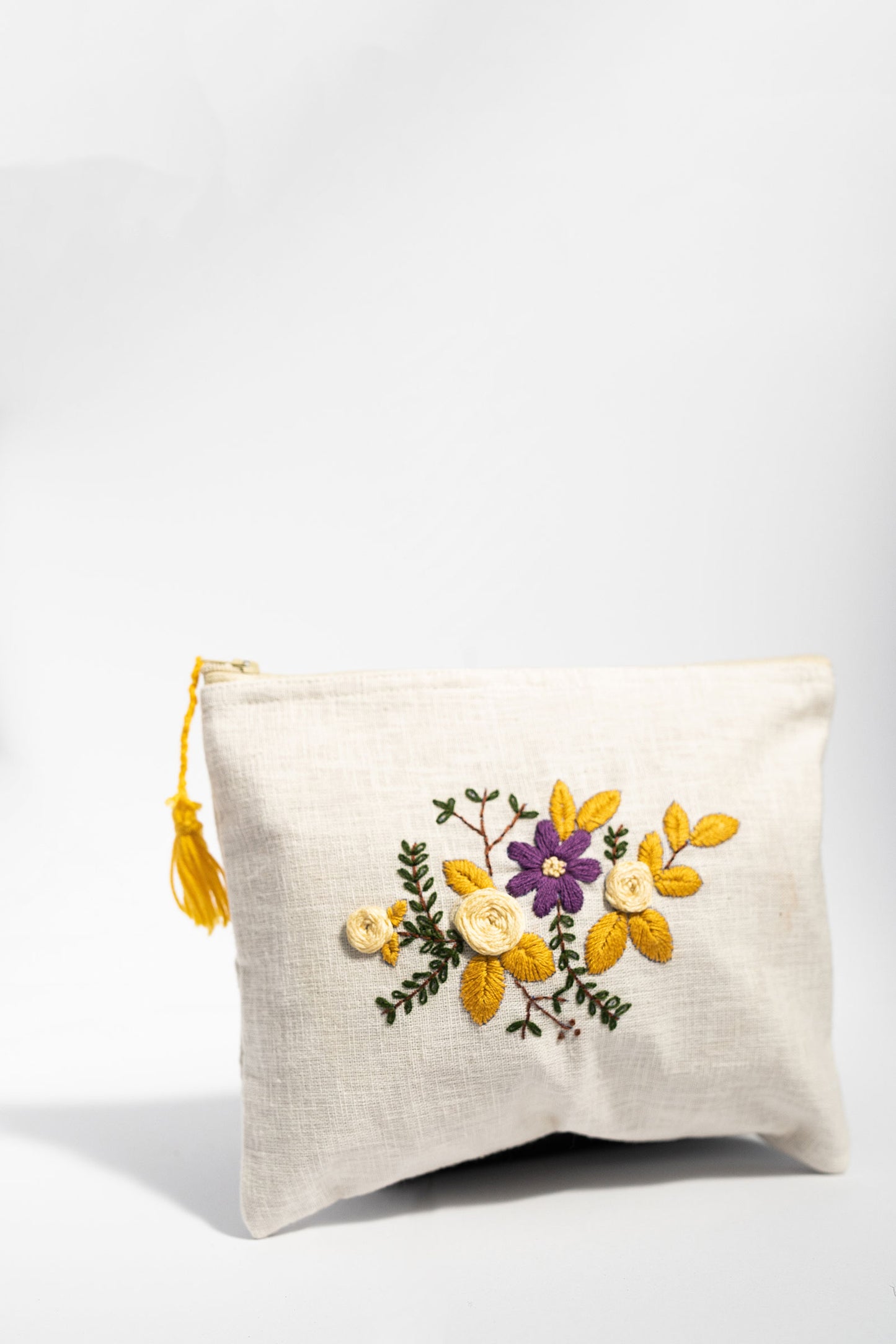 Purple Flower Embroidery Multi Purpose Small Pouch