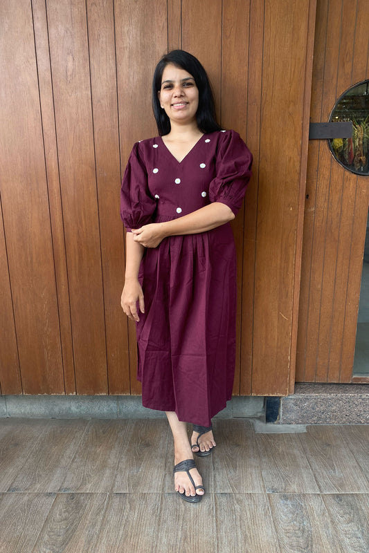 Plum Daisy Embroidered Dress