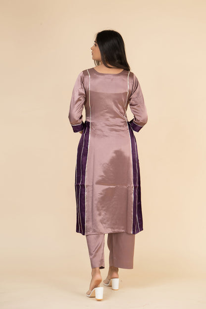 Lavender Side Gathered Kurta Set