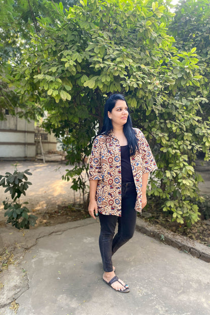 Traditional Elephant Print Collared Shirt