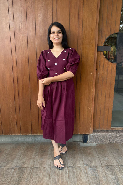 Plum Daisy Embroidered Dress