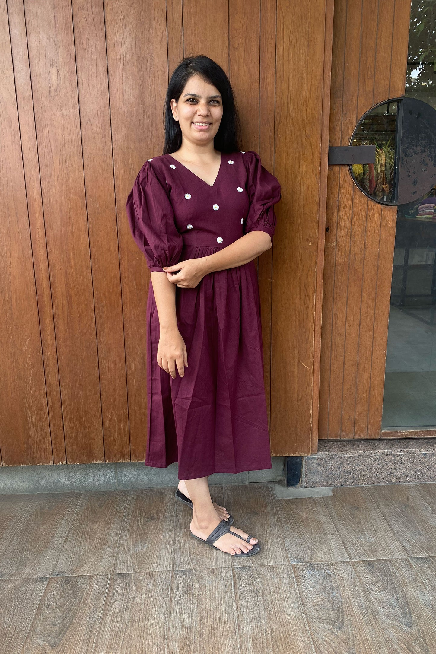 Plum Daisy Embroidered Dress