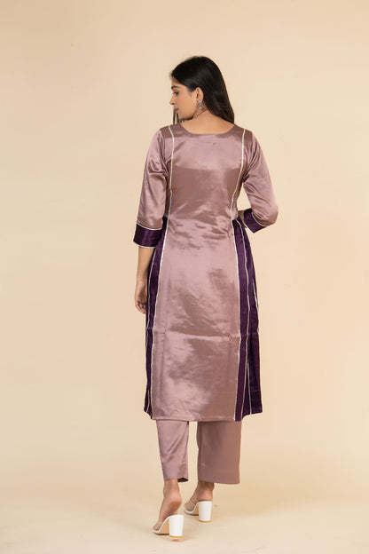 Lavender Side Gathered Kurta Set