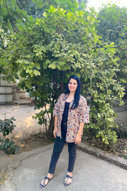 Traditional Elephant Print Collared Shirt
