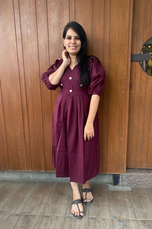 Plum Daisy Embroidered Dress