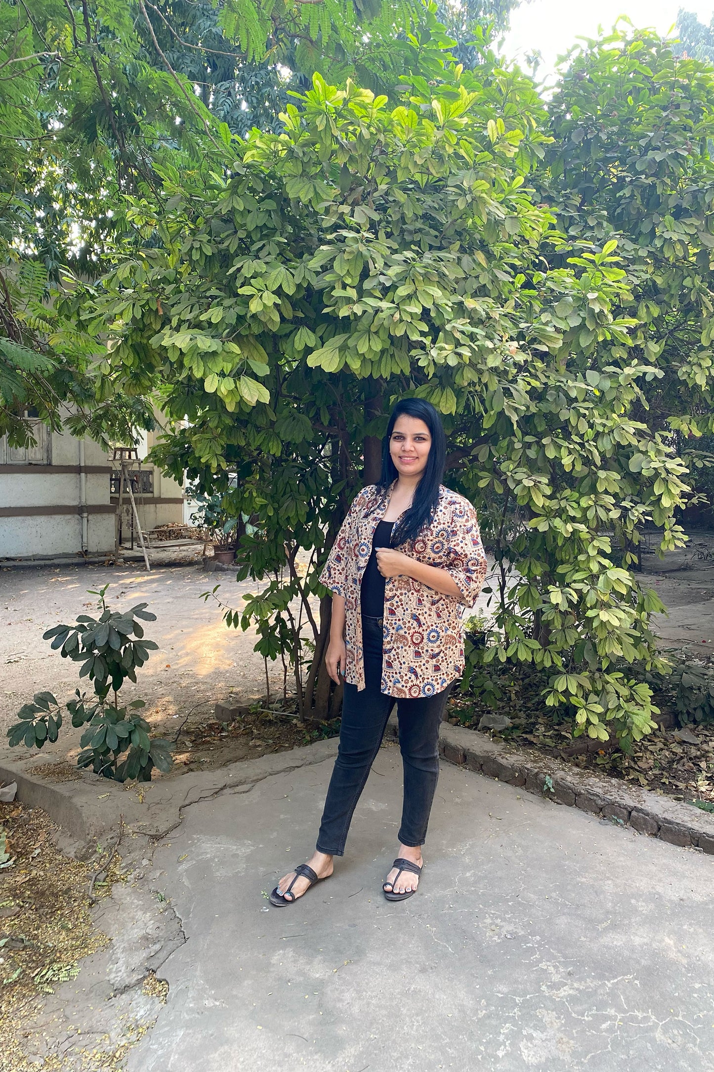 Traditional Elephant Print Collared Shirt