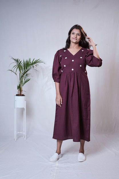 Plum Daisy Embroidered Dress