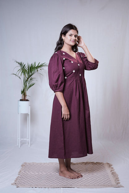 Plum Daisy Embroidered Dress