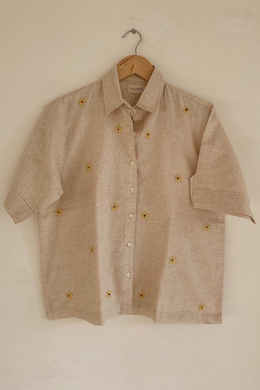 Off White Sunflower Embroidery Shirt (Unisex)