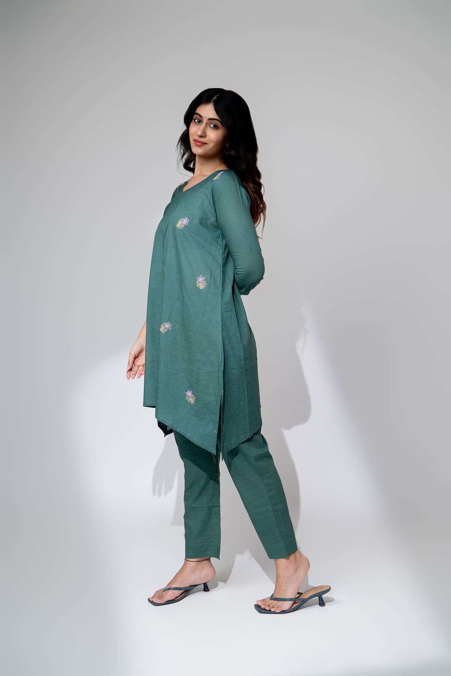 Mint Green Mul Kurta Set