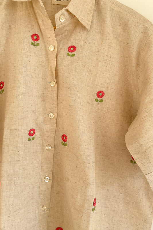 Off White Peach Pinwheel Flower Shirt (Unisex)