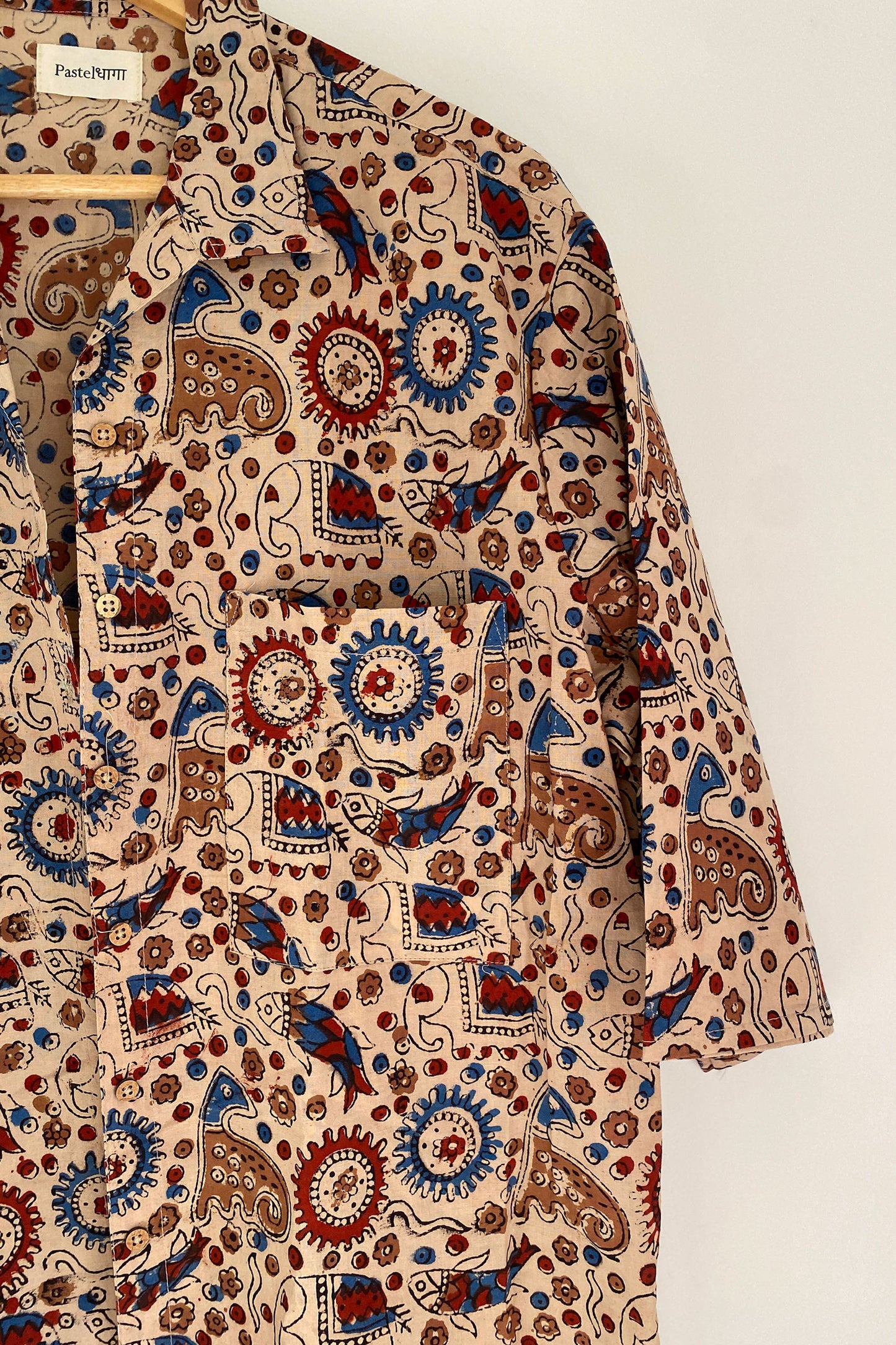 Traditional Elephant Print Collared Shirt