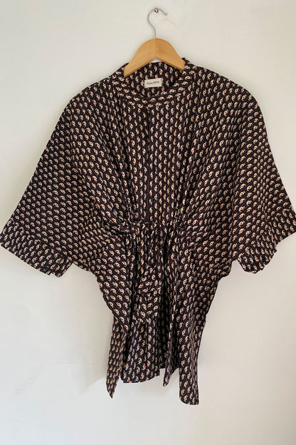 Charcoal Black Mango Printed Kaftan