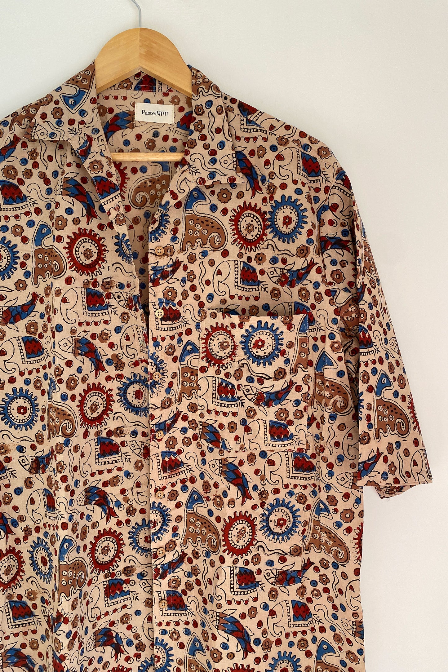 Traditional Elephant Print Collared Shirt