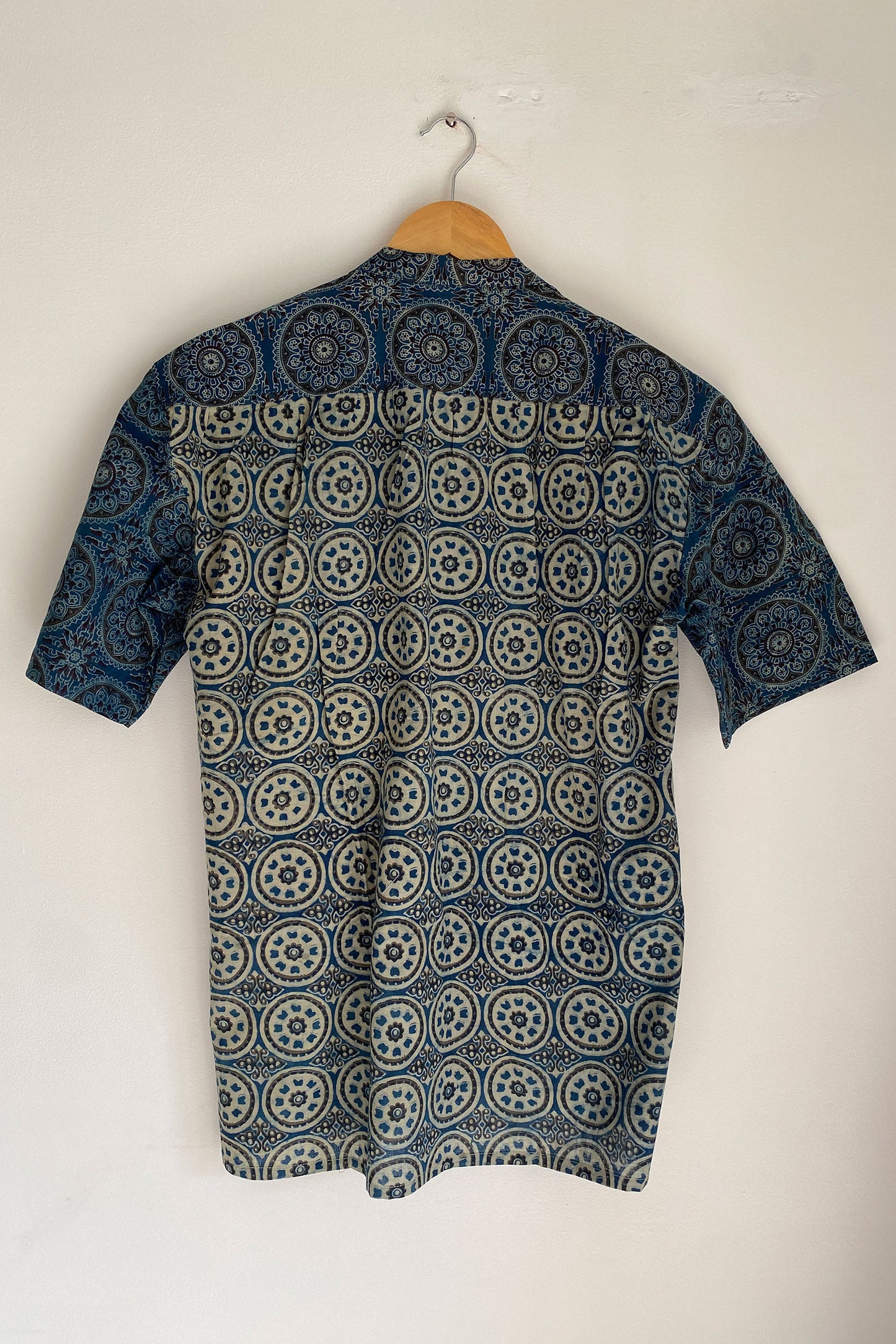 Blue Round Motif Dabu Shirt