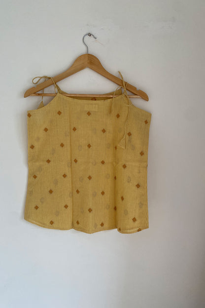 Yellow Striped Mul Cotton Top