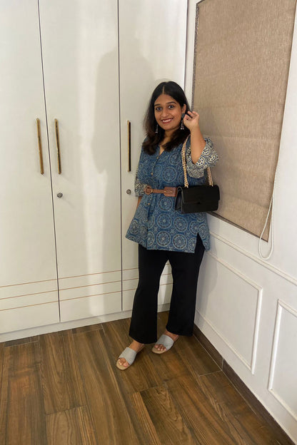 Prussian Blue Dabu Airy Shirt