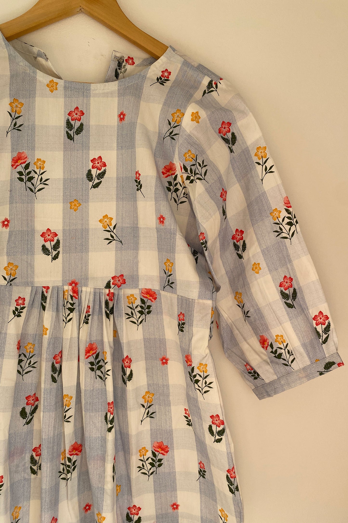Blue Striped Red Floral Top