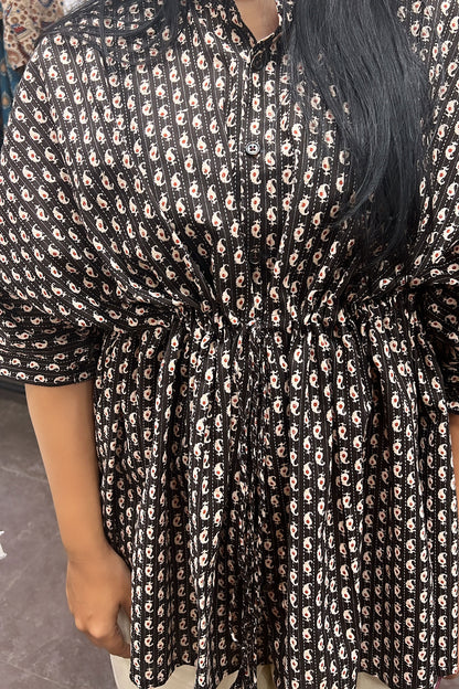 Charcoal Black Mango Printed Kaftan