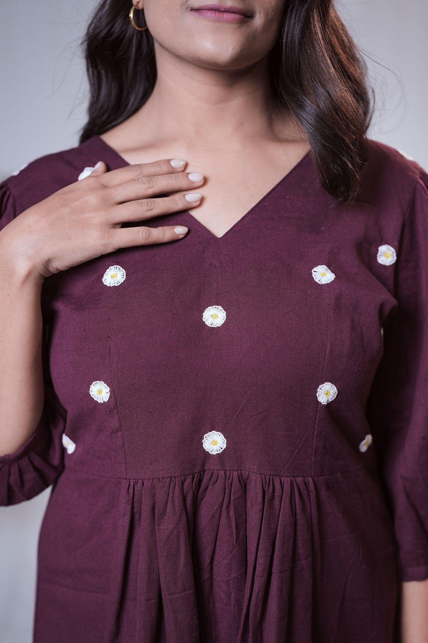 Plum Daisy Embroidered Dress