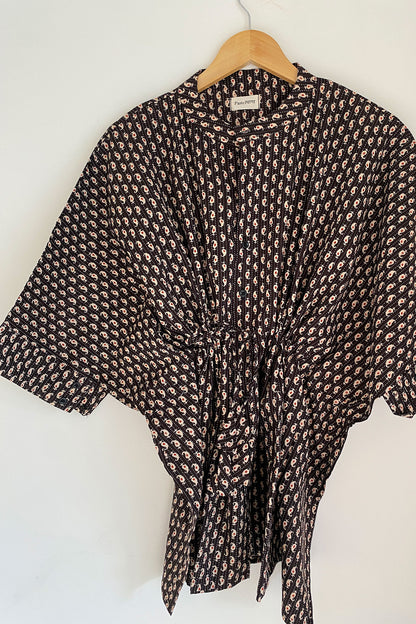 Charcoal Black Mango Printed Kaftan