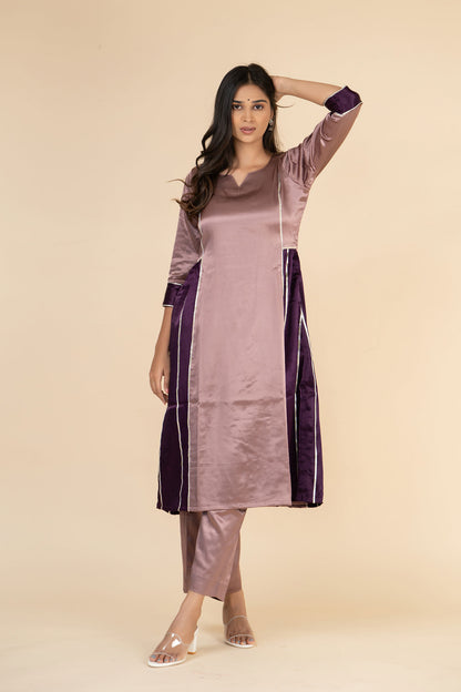 Lavender Side Gathered Kurta Set