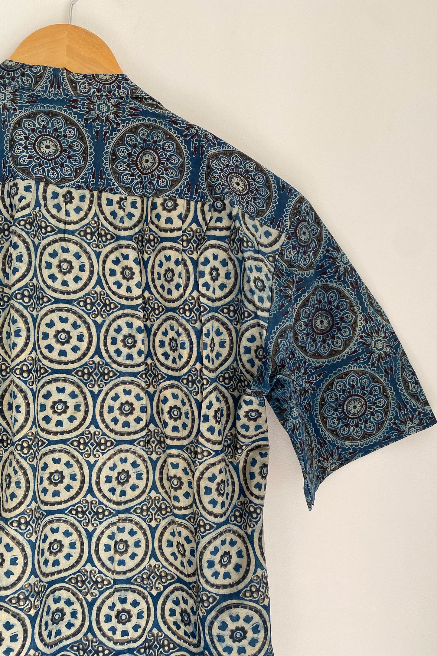 Blue Round Motif Dabu Shirt