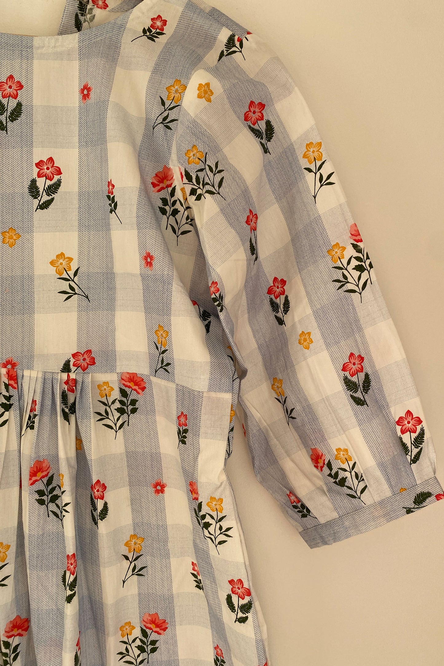 Blue Striped Red Floral Top