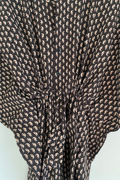 Charcoal Black Mango Printed Kaftan