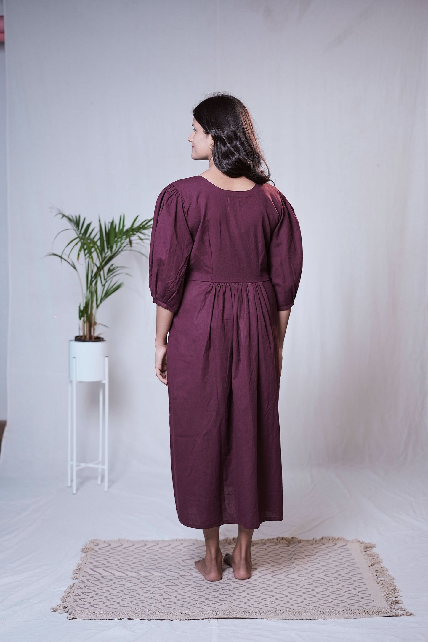 Plum Daisy Embroidered Dress