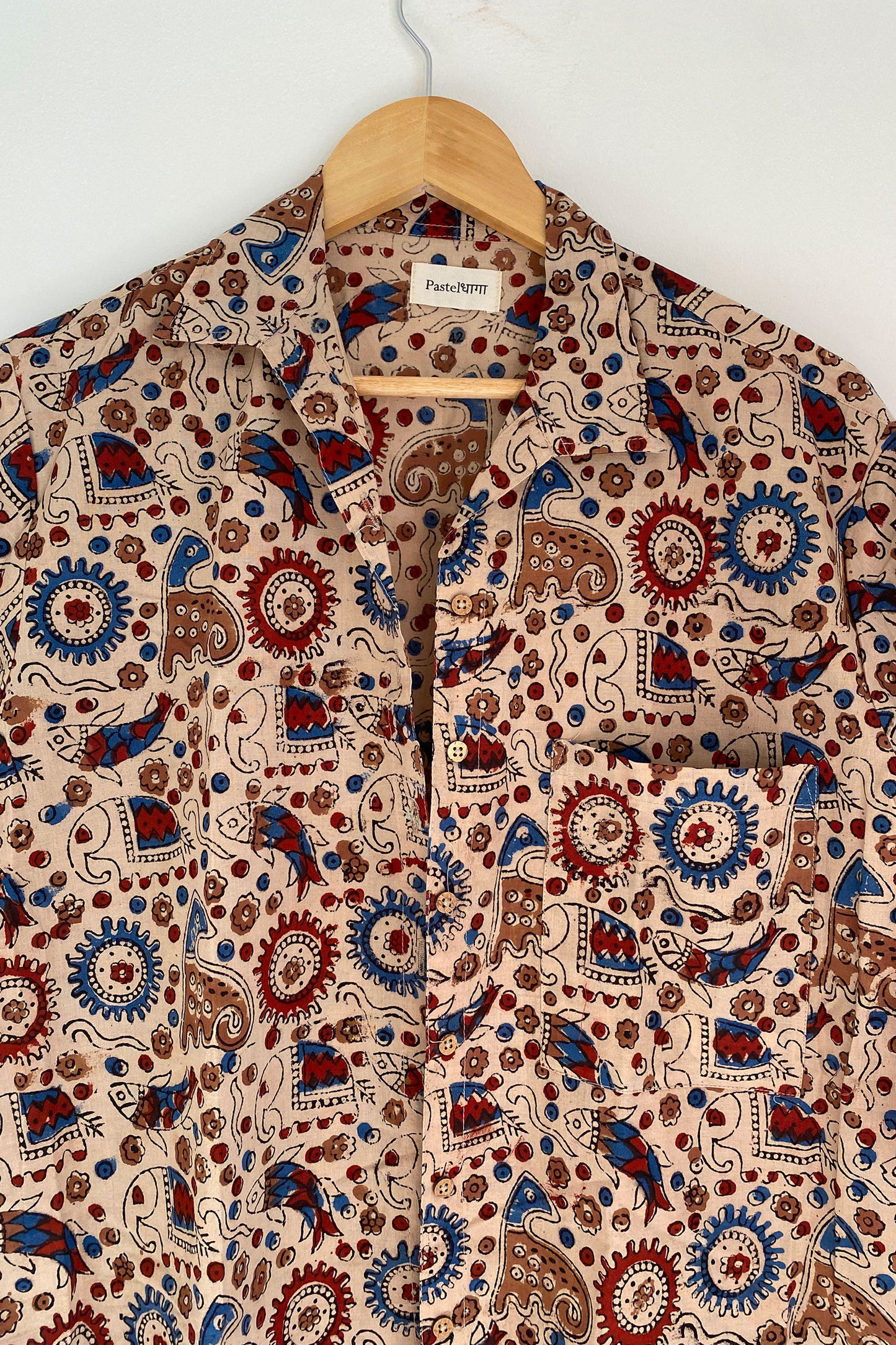 Traditional Elephant Print Collared Shirt